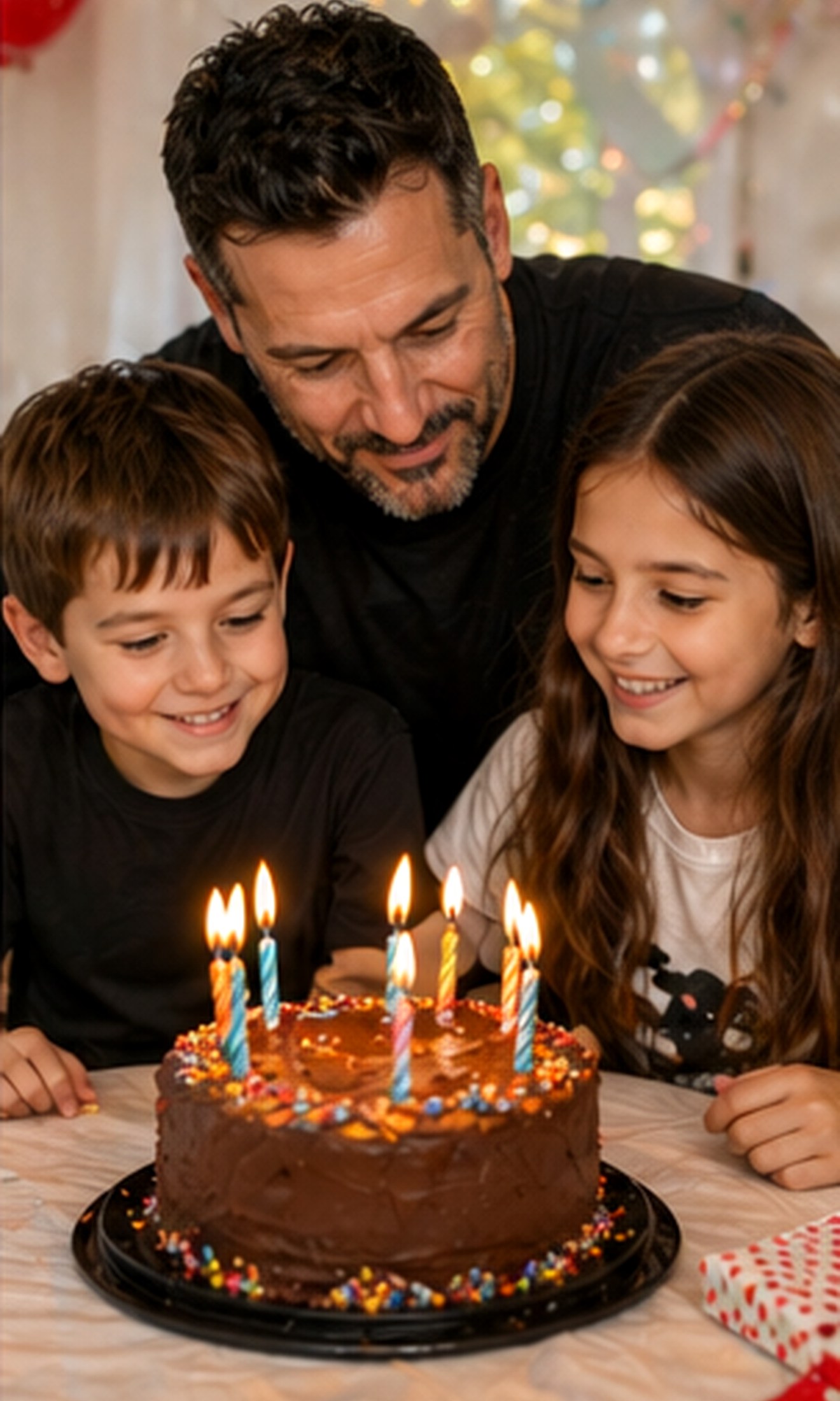 Tony Iavorone celebrating with his children