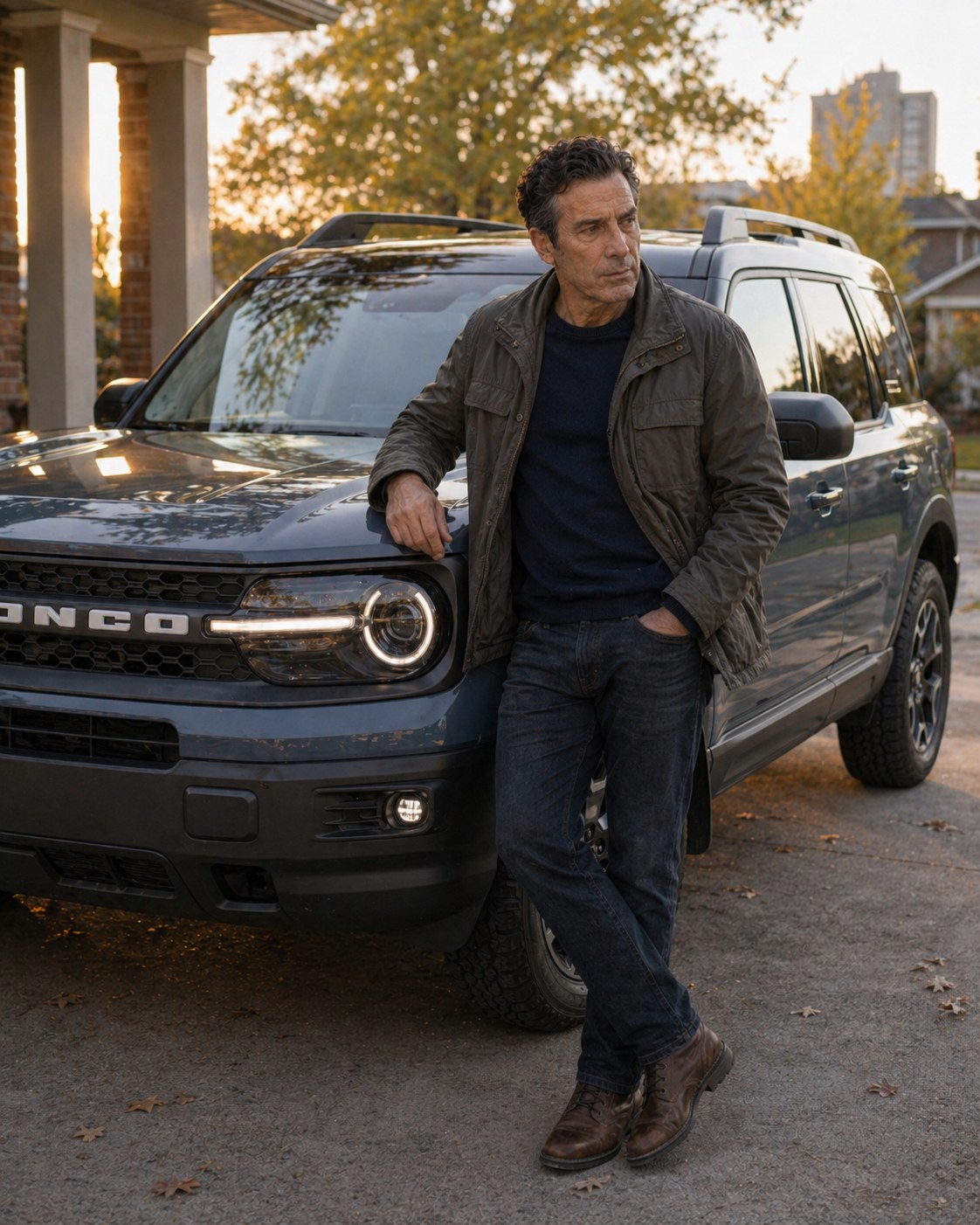 Tony Iavorone beside his newer Ford Bronco inspired vehicle