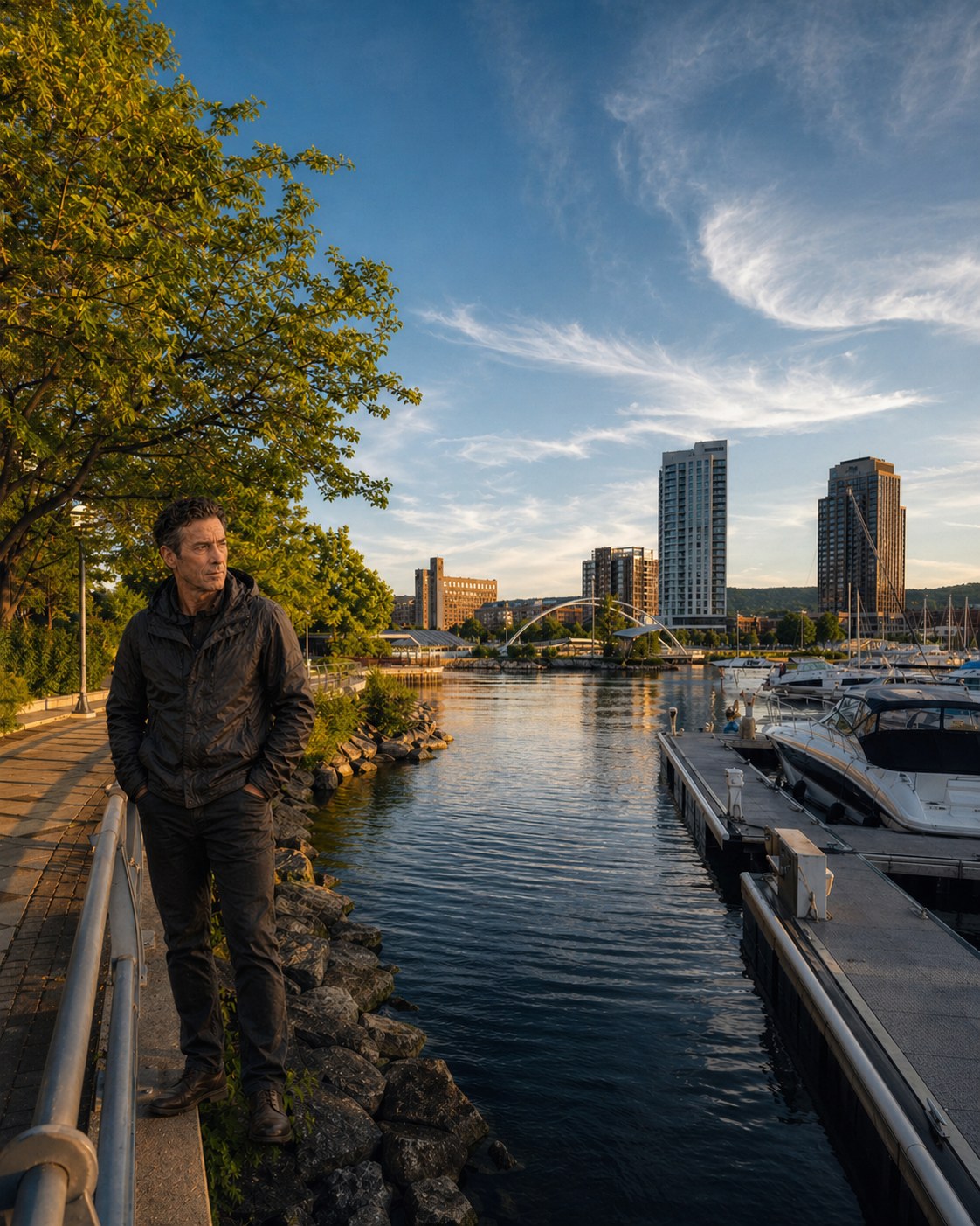 Tony Iavorone near the Hamilton waterfront crime drama setting